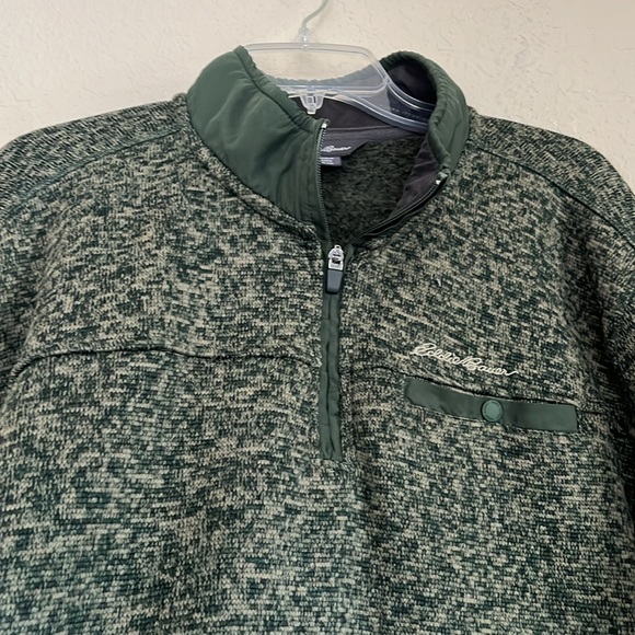 Eddie Bauer Mens Green Sweater Fleece 1/4 Zip Pockets Pullover Long Sleeve XL - Picture 6 of 16
